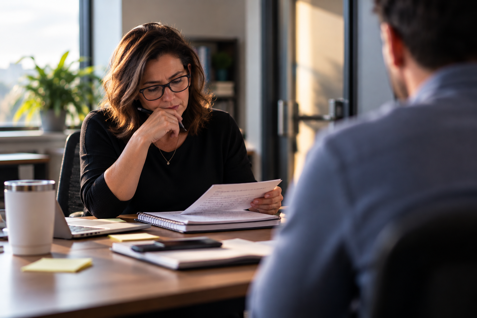 Thoughtful Office Conversation